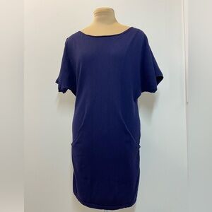 Theory Blue Wool Tunic Sweater Dress with Dolman Sleeves - Sz S